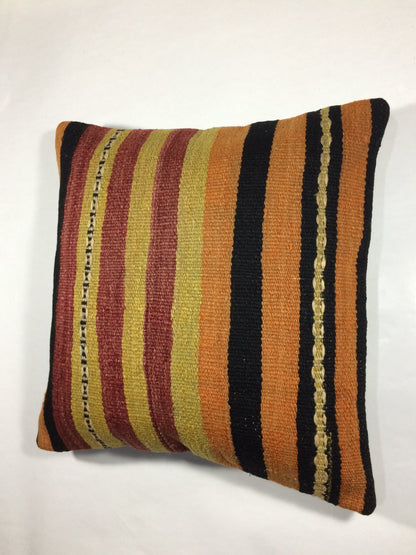 18"x18" Kilim Pillow Cover  Handmade Turkish Vintage Cushion Tribal Lumbar 694