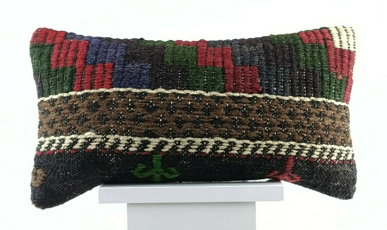 8"x16" Kilim Pillow Cover Handwoven Turkish Rug Traditional Oriental Lumbar E734
