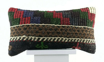 8"x16" Kilim Pillow Cover Handwoven Turkish Rug Traditional Oriental Lumbar E734