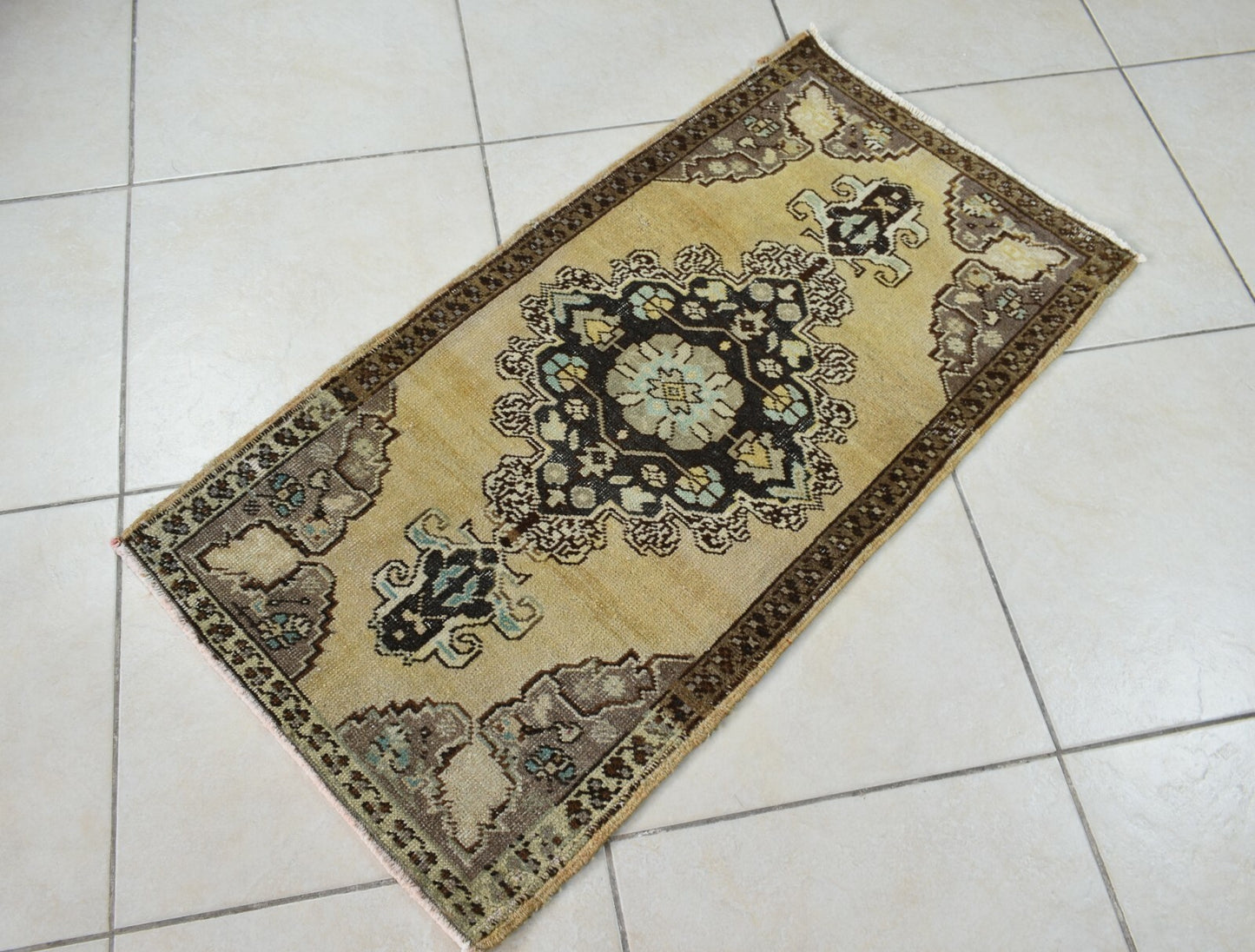 Turkish Runner 3.4x1.7 ft Mini Anatolian Rug Vintage Runner Turkish Runner Y110