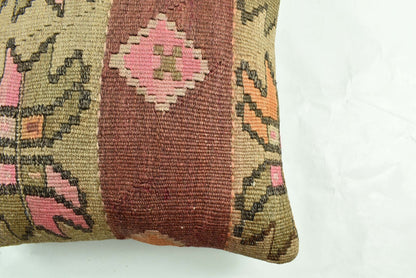 18"x18" Kilim Pillow Cover  Handmade Turkish Vintage Cushion Tribal Lumbar 3010