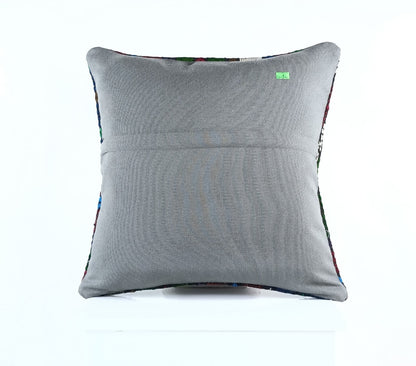 18"x18" Kilim Pillow Cover  Handmade Turkish Vintage Cushion Tribal Lumbar E1392