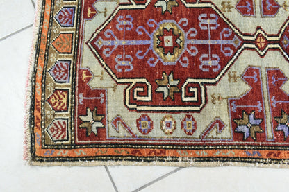 Turkish Runner 3.2x1.7 ft Runner Vintage Oushak Runner Small Faded Runner Y28