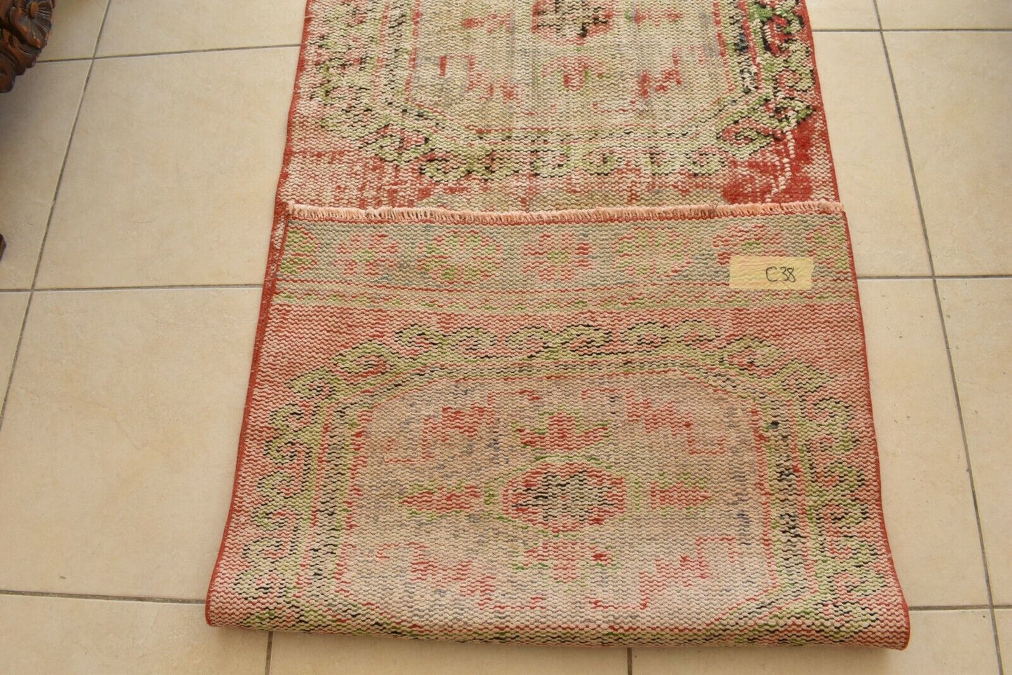 Distressed Oushak Rug 2.6x10.9 ft Handwoven Traditional Long Vintage Runner C38