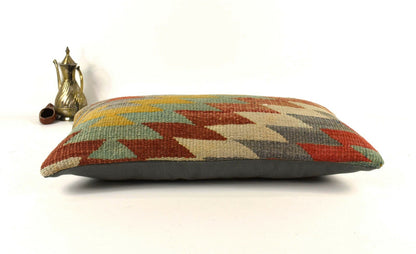 Kilim Lumbar Pillow Cover 10x20 Decorative Sofa Couch Handmade Cushion A2265
