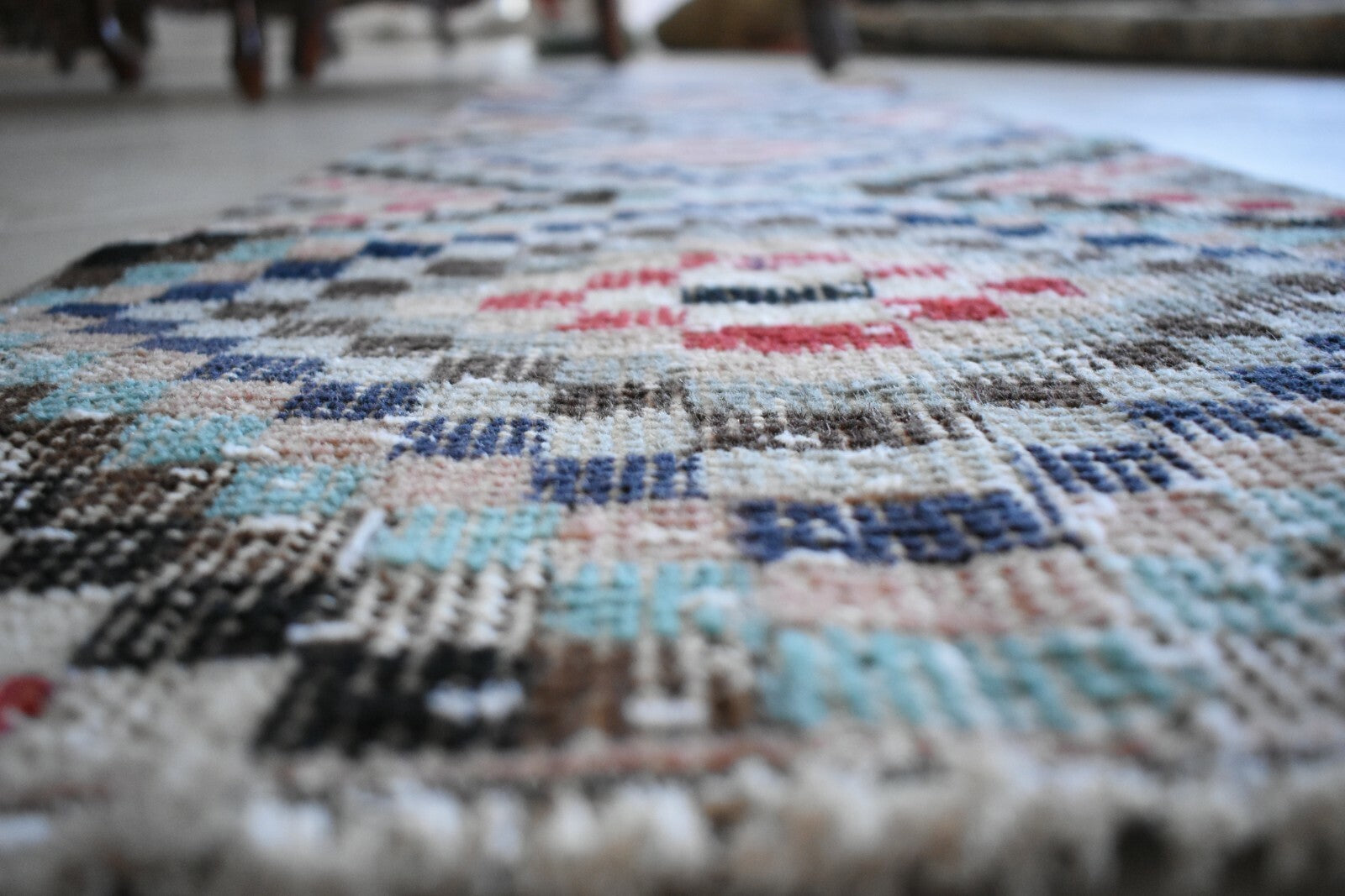 Small Turkish Runner 3.5x1.3 ft Vintage Oushak Rug Anatolian Rug Faded Rug Y05