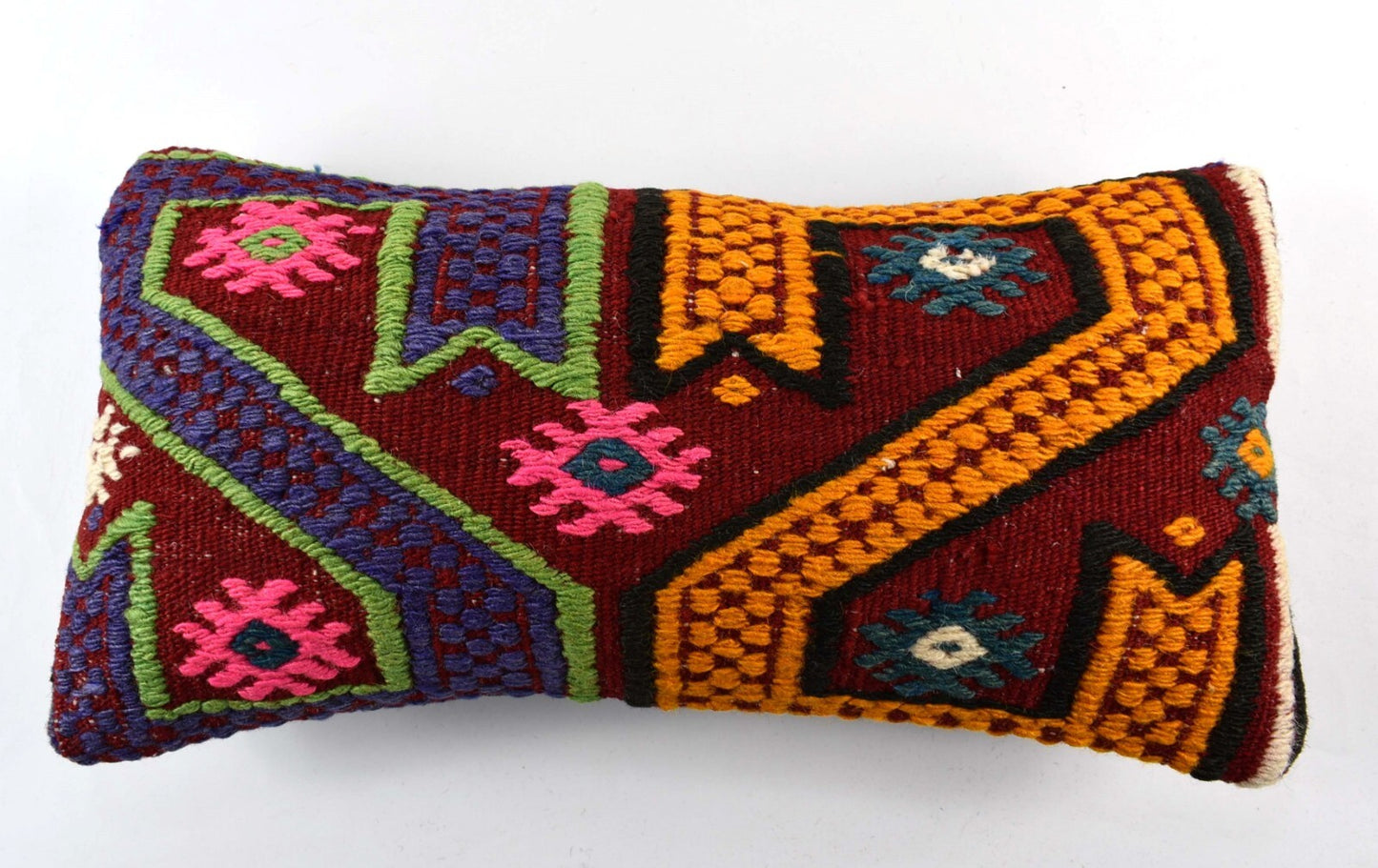 Turkish Cushion Cover 8"x16" Handmade Vintage Boho Ethnic Throw Pillow Case 4452