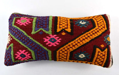 Turkish Cushion Cover 8"x16" Handmade Vintage Boho Ethnic Throw Pillow Case 4452