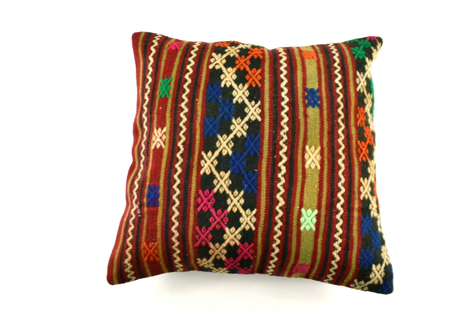 18x18 Kilim Pillow Cover Handknotten Vintage Pillow Oushak Kilim Pillow  A2851