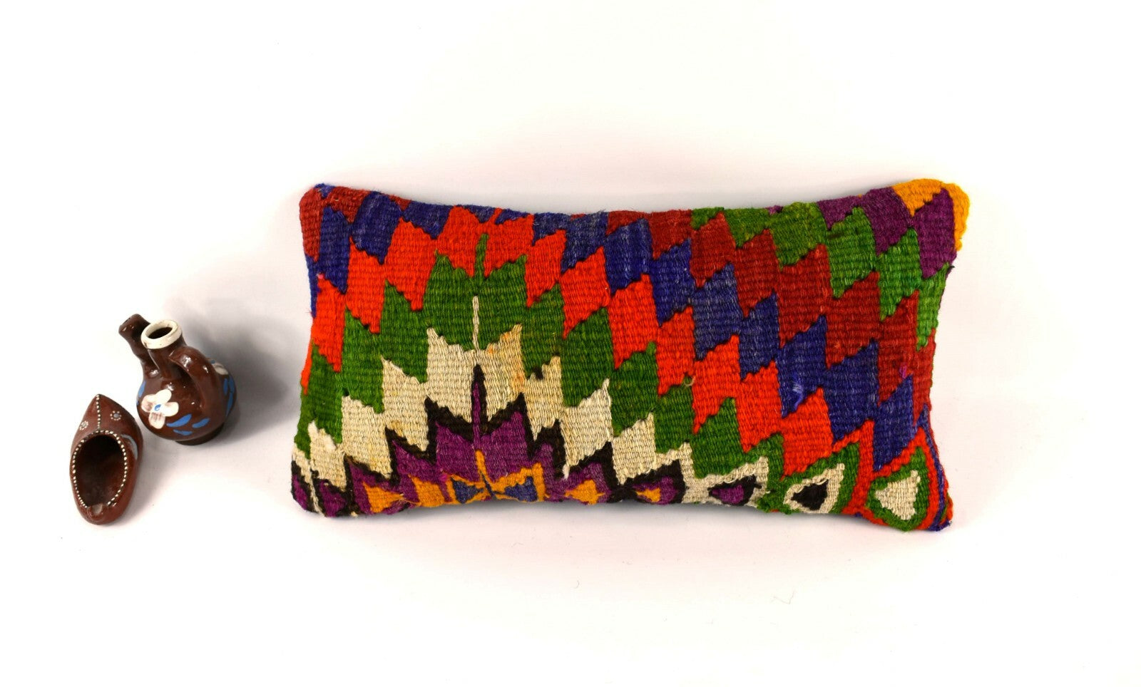 8x16 Kilim Pillow Cover Vintage Tribal Oushak Kilim Ethnic Lumbar Cover A2968