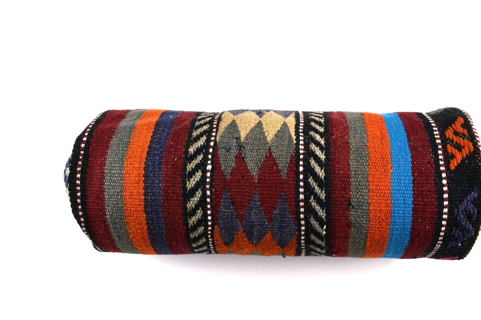 Kilim Bolster Pillow Cover 8x20 in Tribal Vintage Turkish Carpet Bolster Cushion
