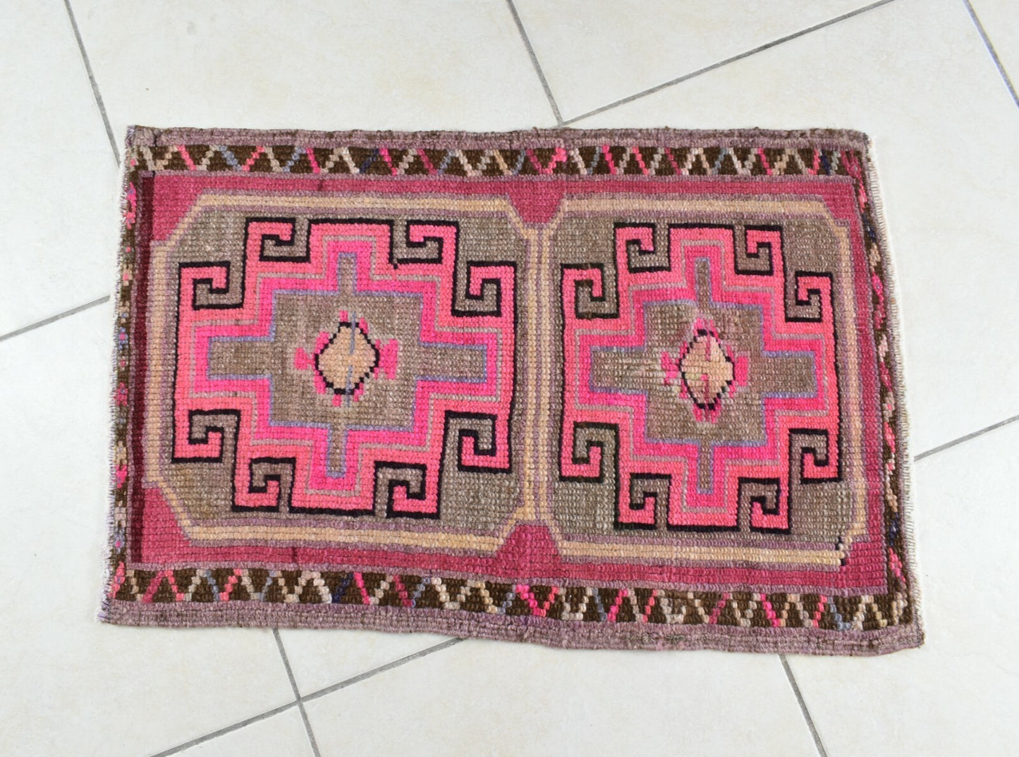 Oushak Runner 2.4x1.5 ft Vintage Turkish Rug Small Runner Anatolian Rug Y52