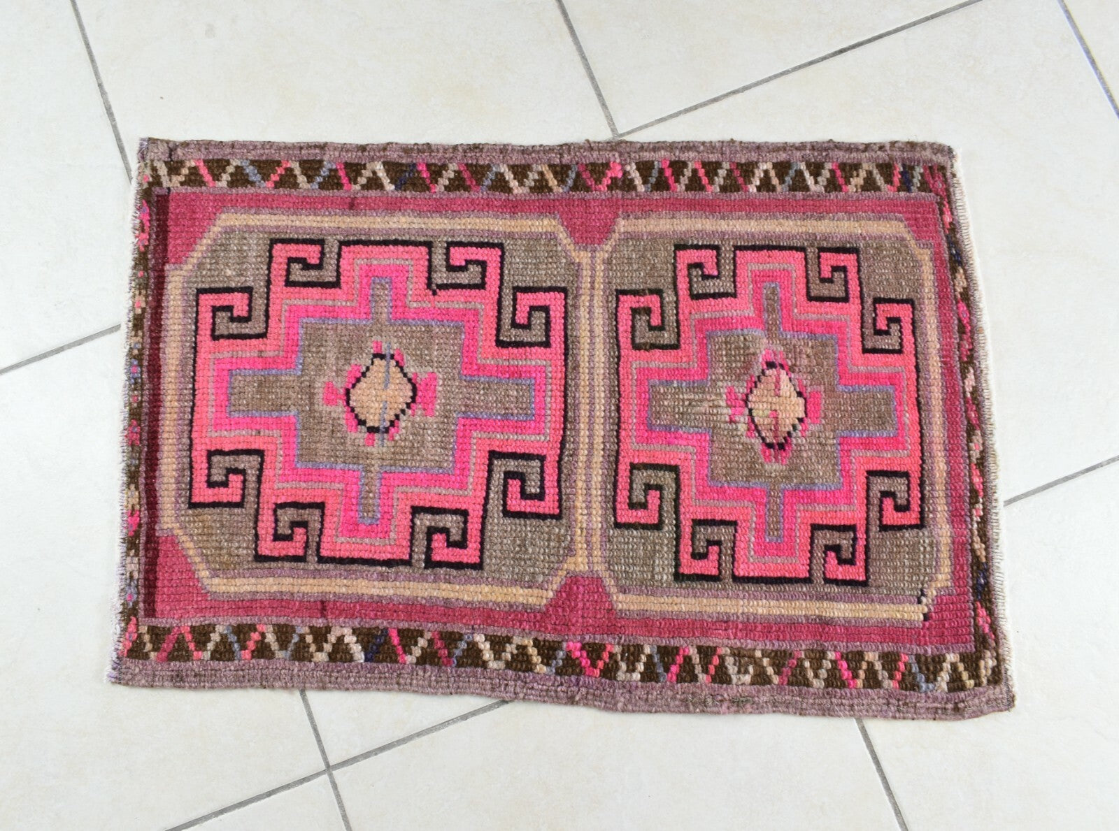 Oushak Runner 2.4x1.5 ft Vintage Turkish Rug Small Runner Anatolian Rug Y52