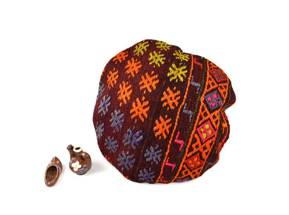 Kilim Round Pillow Cover 18" in Tribal Vintage Turkish Carpet Round Cushion 4962