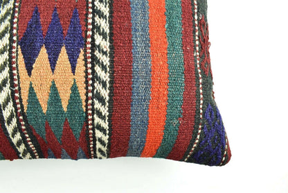 Kilim Pillow Cover 16x24 Tribal Vintage Turkish Carpet Lumbar Pillow Cover 3068