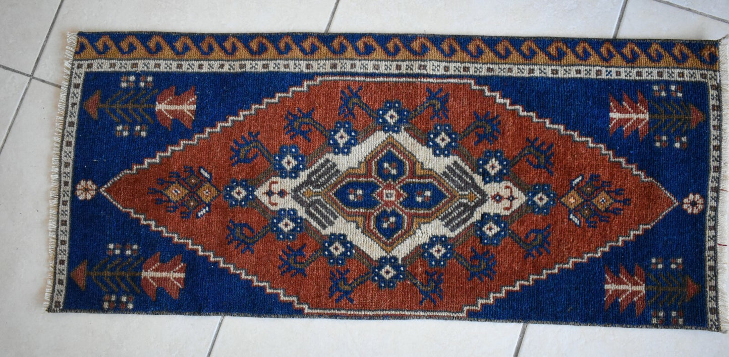 Turkish Runner 3.3x1.4 ft Runner Vintage Oushak Runner Small Faded Runner Y11