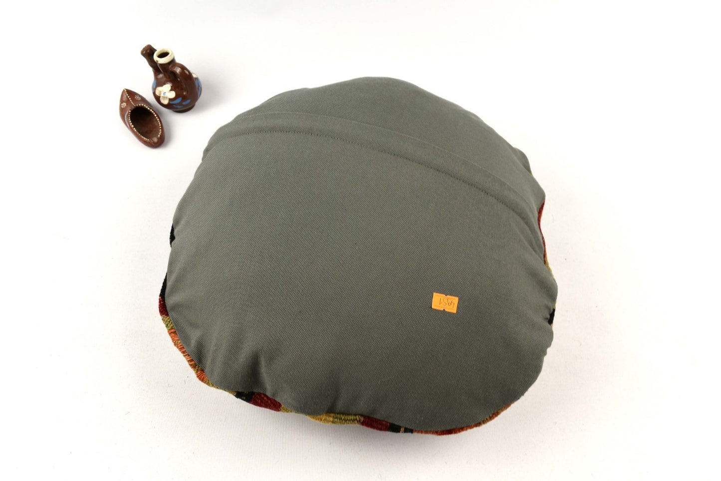 Kilim Round Pillow Cover 18" in Tribal Vintage Turkish Carpet Round Cushion 4951