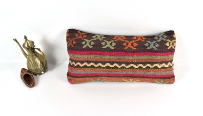 Turkish Cushion Cover 8"x16" Handmade Vintage Boho Ethnic Throw Pillow Case 3713