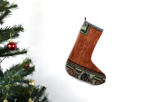 Kilim Christmas Stocking Vintage Rug Stocking Ethnic Decorative Xmas Socks S605