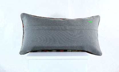 Handmade Turkish Kilim Pillow Cover 12x24 Ethnic Boho Sofa Lumbar Cushion E1017