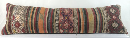Long Kilim Pillow Cover 12x42 Vintage Ethnic Decorative Kilim Lumbar 2821