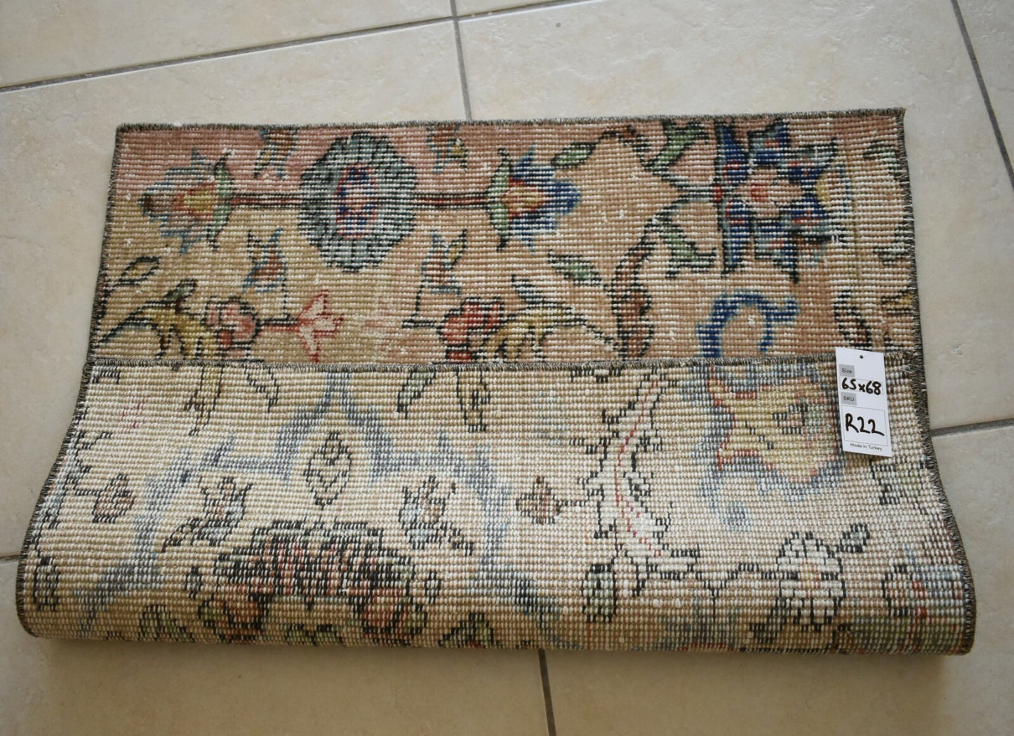 Vintage Runner 2.2x2.1 ft Small Turkish Runner Anatolian Floor Runner Rug R22