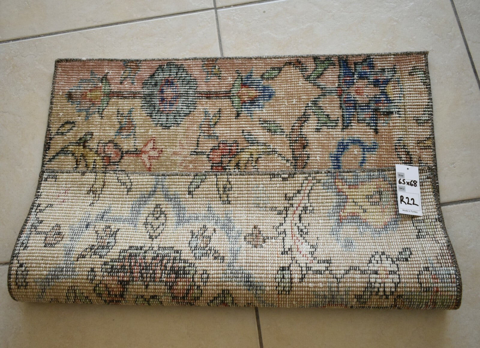 Vintage Runner 2.2x2.1 ft Small Turkish Runner Anatolian Floor Runner Rug R22