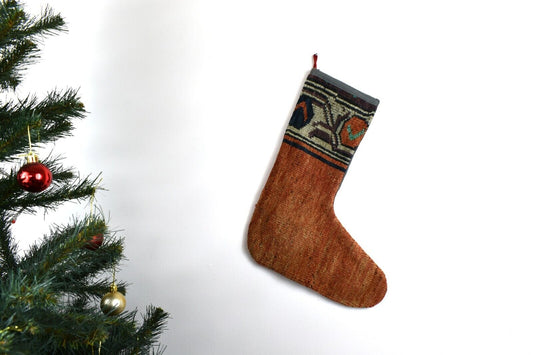 Kilim Christmas Stocking Vintage Rug Stocking Ethnic Decorative Xmas Socks S607