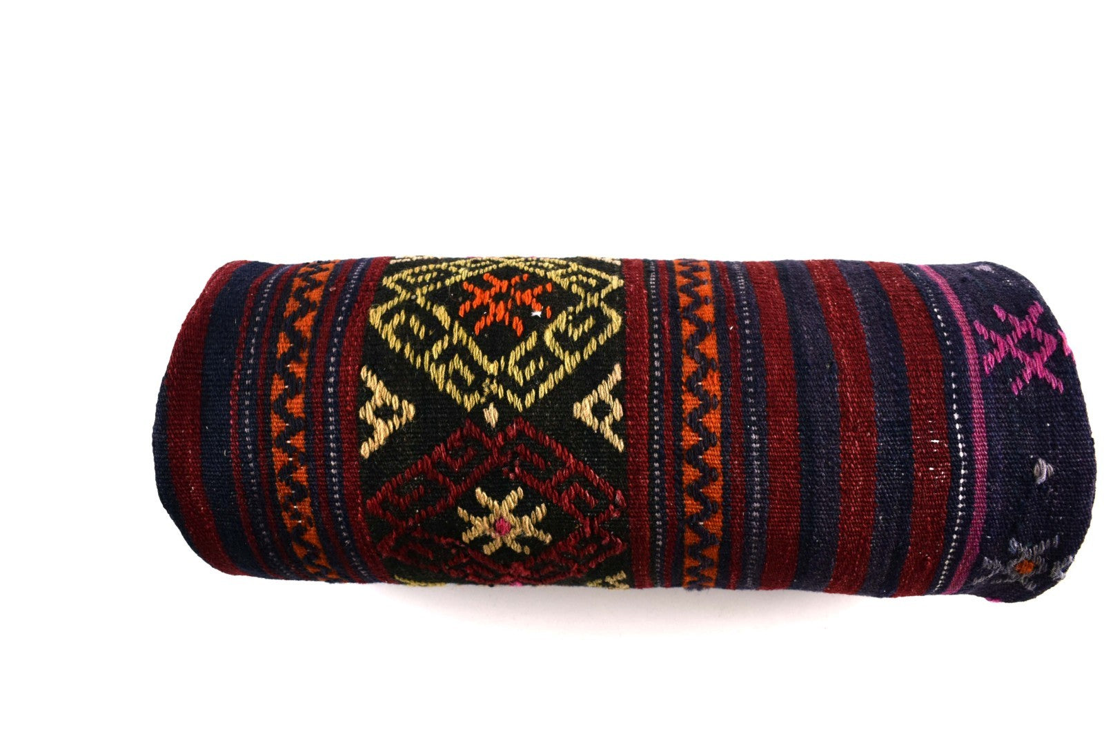 Kilim Bolster Pillow Cover 8x20 in Tribal Vintage Turkish Carpet Bolster Cushion