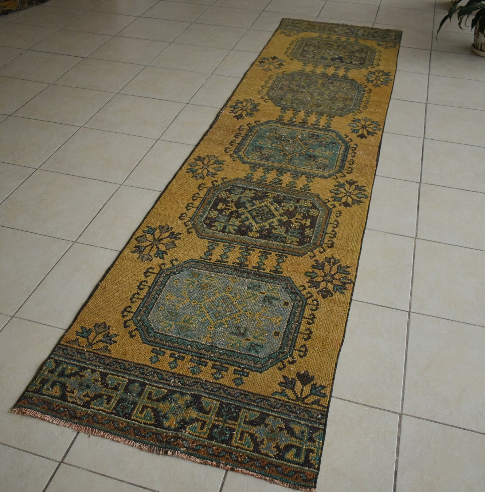 Long Turkish Runner 11.8x2.8 ft Vintage Runner Hallway Runner Handwoven Rug R34