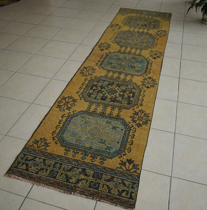 Long Turkish Runner 11.8x2.8 ft Vintage Runner Hallway Runner Handwoven Rug R34