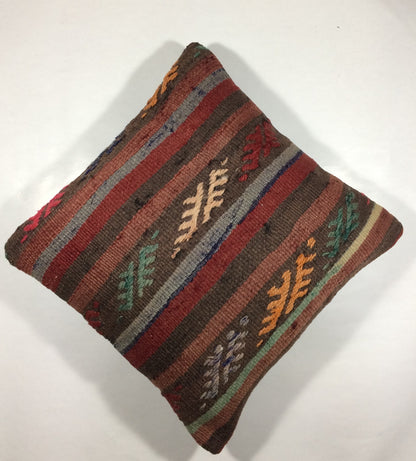 18"x18" Kilim Pillow Cover  Handmade Turkish Vintage Cushion Tribal Lumbar 713