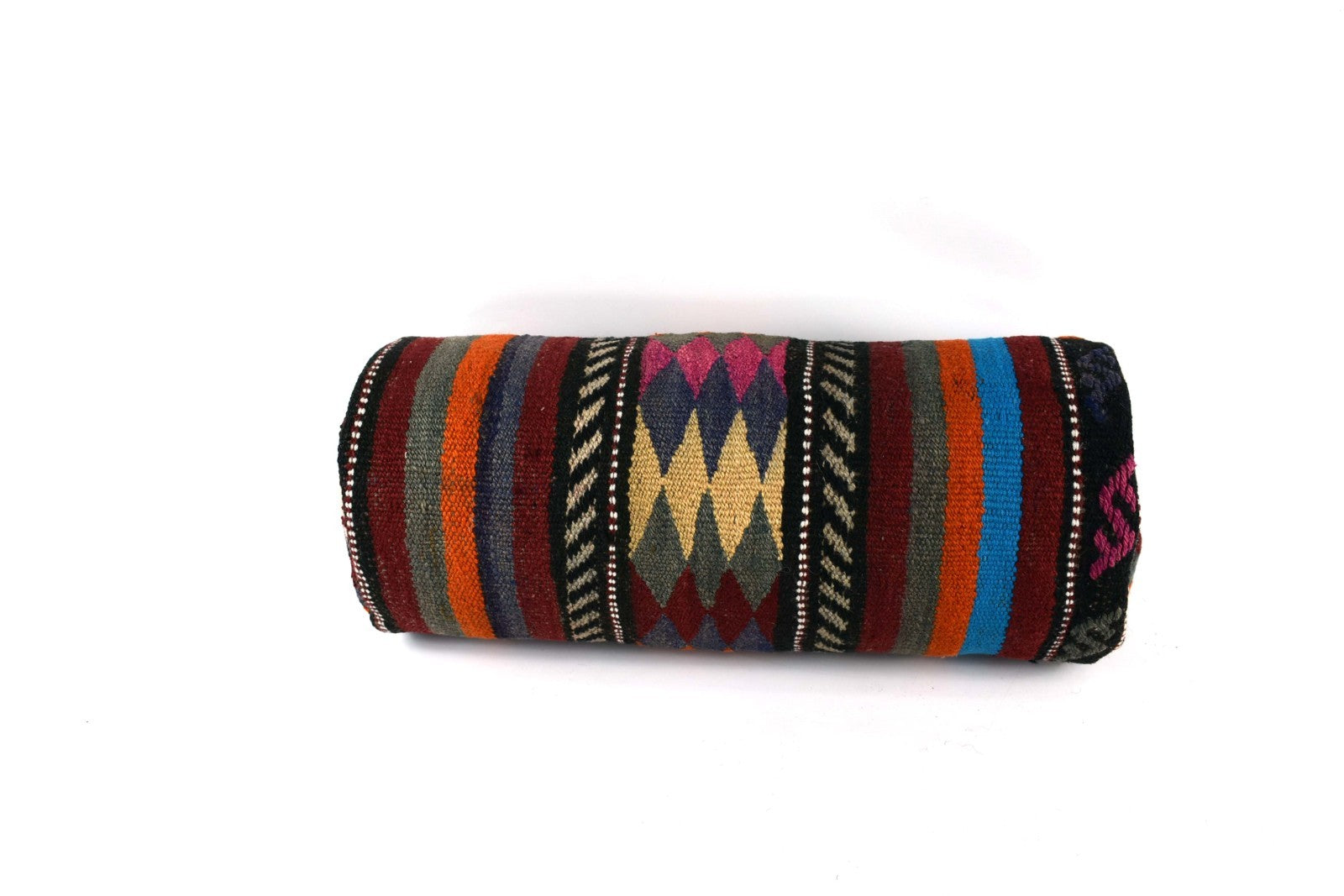Kilim Bolster Pillow Cover 8x20 in Tribal Vintage Turkish Carpet Bolster Cushion