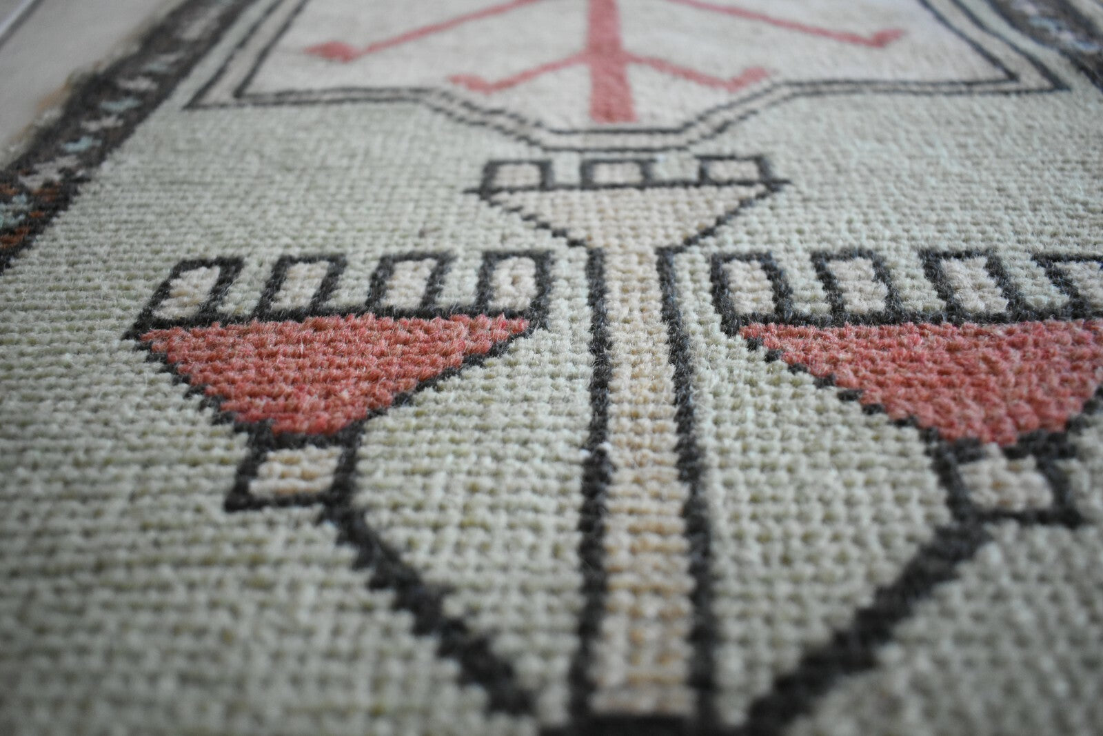 Oushak Runner 2.7x1.1 ft Vintage Turkish Rug Small Runner Anatolian Rug Y07