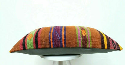 Kilim Lumbar Pillow Handknotted Oushak Rug Oriental Bohemian Ethinc Cushion E511