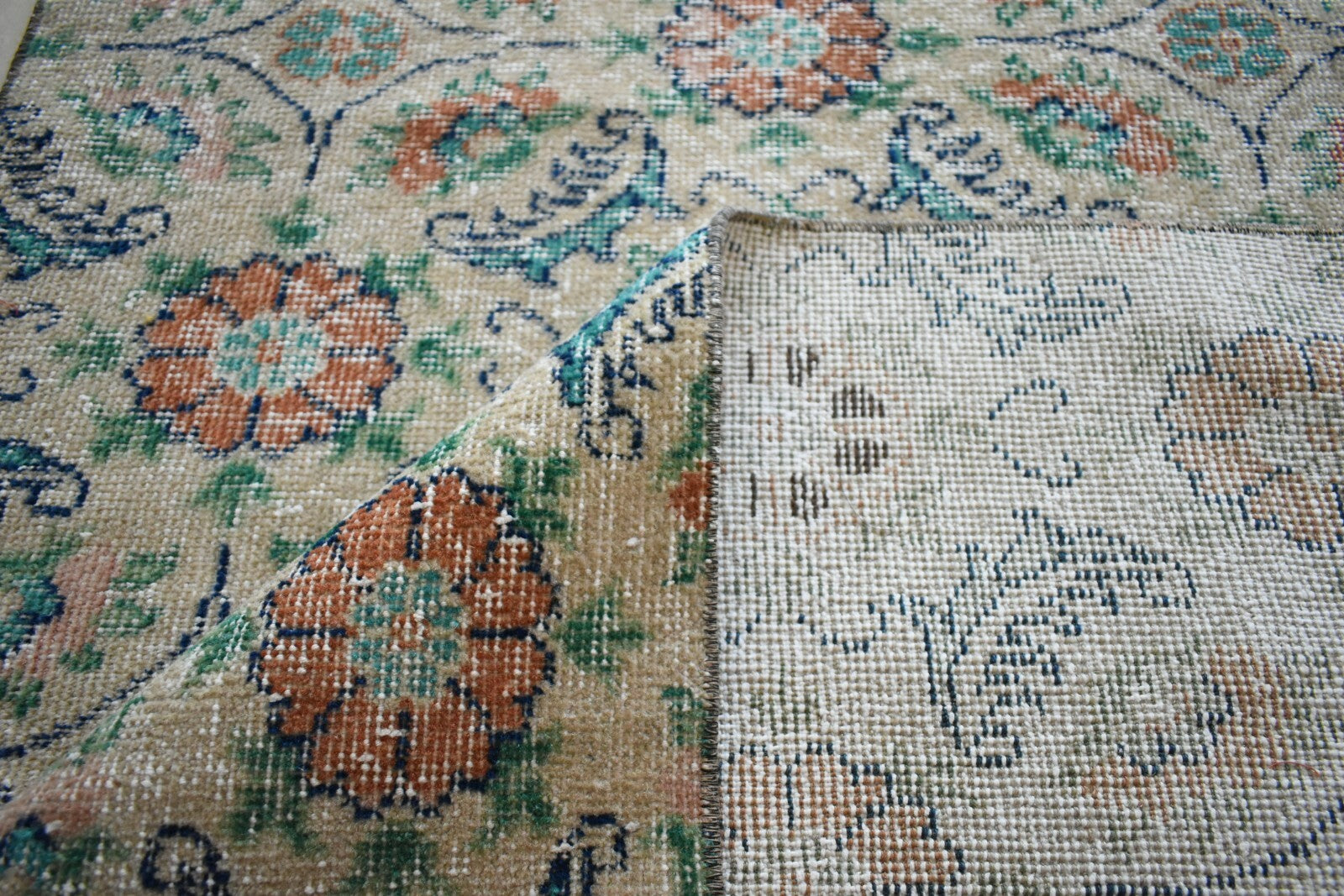 Vintage Runner 4.3x2.8 ft Small Turkish Runner Anatolian Floor Runner Rug R17