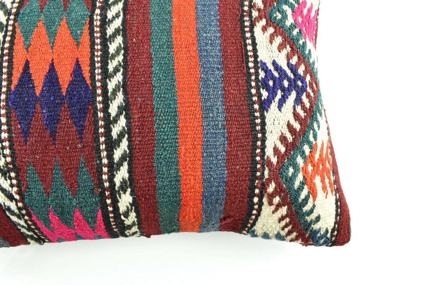 Kilim Pillow Cover 16x24 Tribal Vintage Turkish Carpet Lumbar Pillow Cover 3093