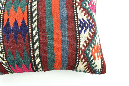 Kilim Pillow Cover 16x24 Tribal Vintage Turkish Carpet Lumbar Pillow Cover 3093