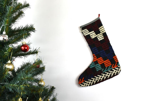 Kilim Christmas Stocking Vintage Rug Stocking Ethnic Decorative Xmas Socks S671