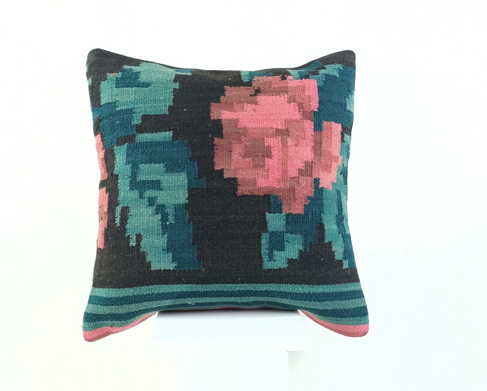 18"x18" Kilim Pillow Cover  Handmade Turkish Vintage Cushion Tribal Lumbar 2172