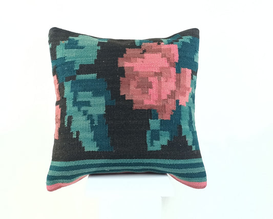 18"x18" Kilim Pillow Cover  Handmade Turkish Vintage Cushion Tribal Lumbar 2172