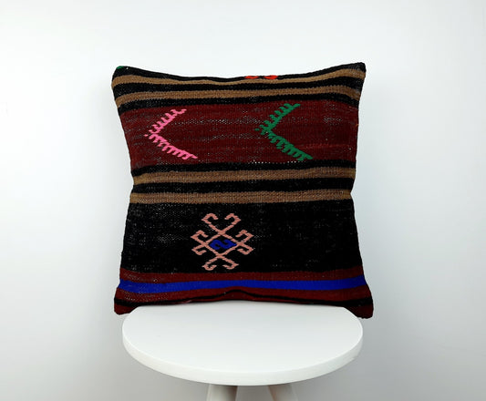 16x16 Ethnic Vintage Turkish Rug Pillow Cover Home Decorative Boho Cushion E226