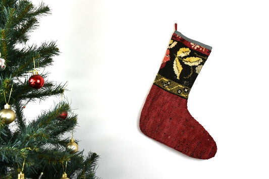 Kilim Christmas Stocking Vintage Rug Stocking Ethnic Decorative Xmas Socks S679