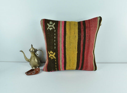 Kilim Pillow Cover 14x14 Vintage Home Decorative Sofa Couch Cushion A1712