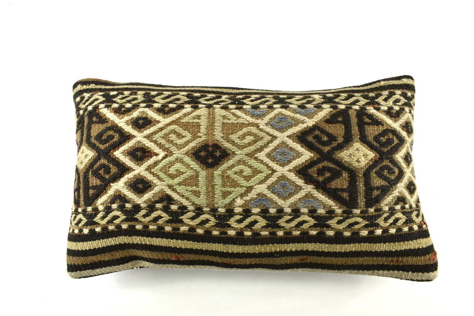 Kilim Pillow Cover 12x20 Handmade Turkish Rug Boho Ethnic Lumbar Cushion A2622