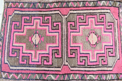 Anatolian Runner 2.3x1.5 ft Vintage Turkish Runner Oushak Runner Rug Y41