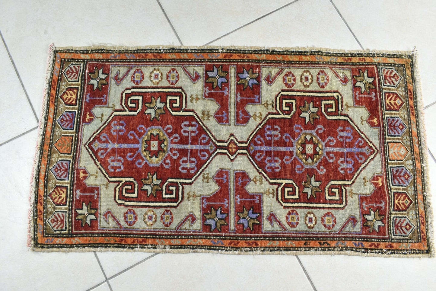 Turkish Runner 3.2x1.7 ft Runner Vintage Oushak Runner Small Faded Runner Y28
