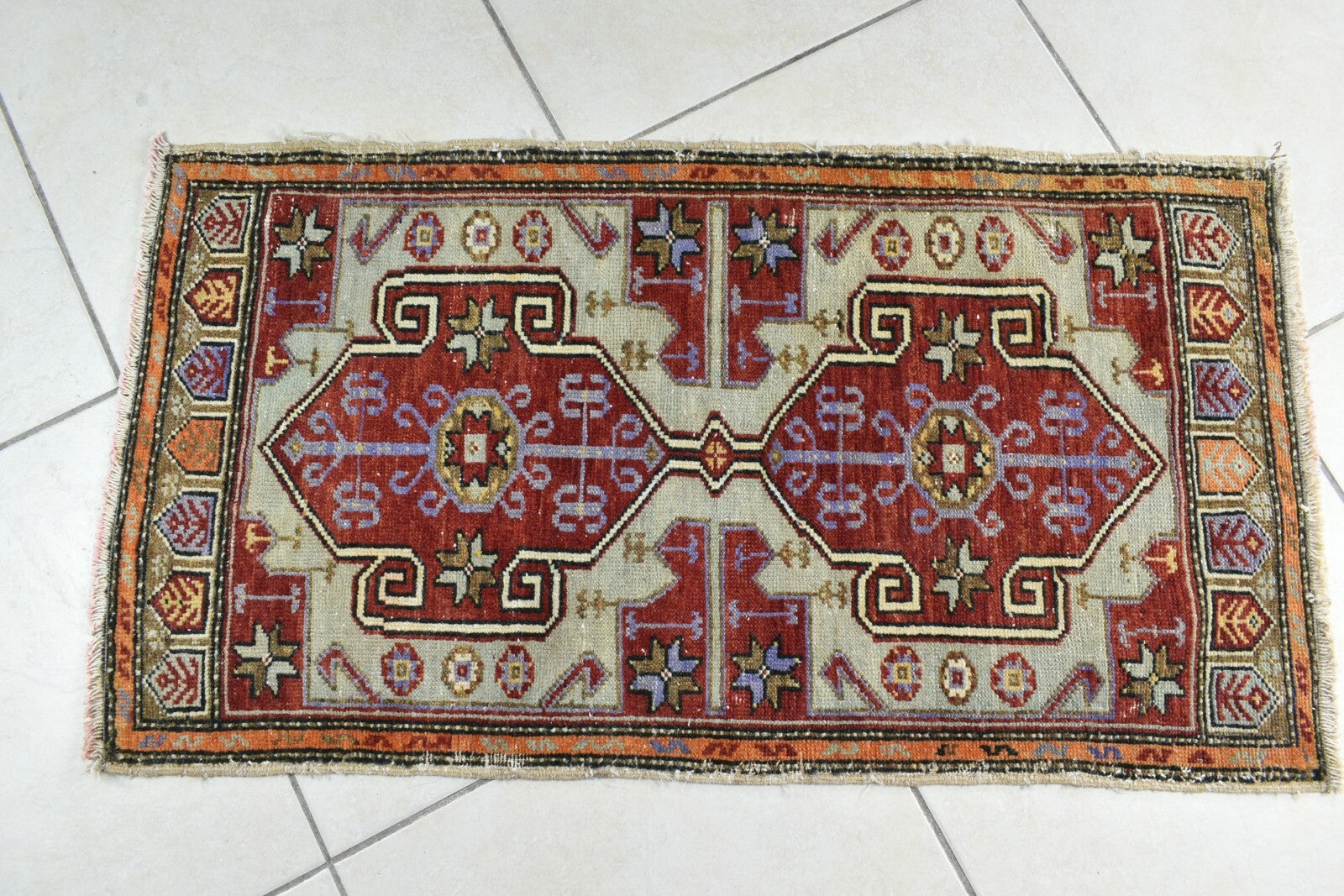 Turkish Runner 3.2x1.7 ft Runner Vintage Oushak Runner Small Faded Runner Y28