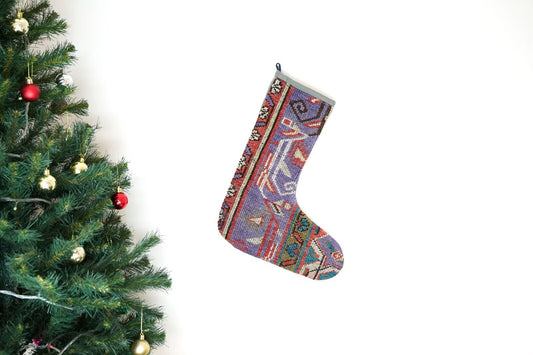 Kilim Christmas Stocking Vintage Rug Stocking Ethnic Decorative Xmas Socks S431