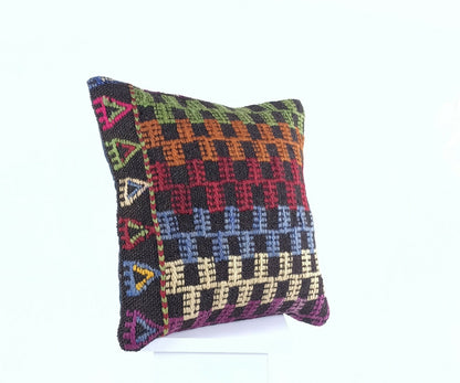  Turkish Kilim Pillow Cover 16x16 Home Decorative Wool Handmade Rug Cushion A501